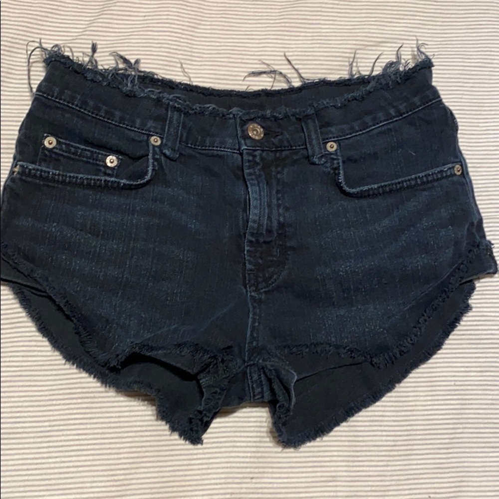 Carmar black denim cut offs distressed